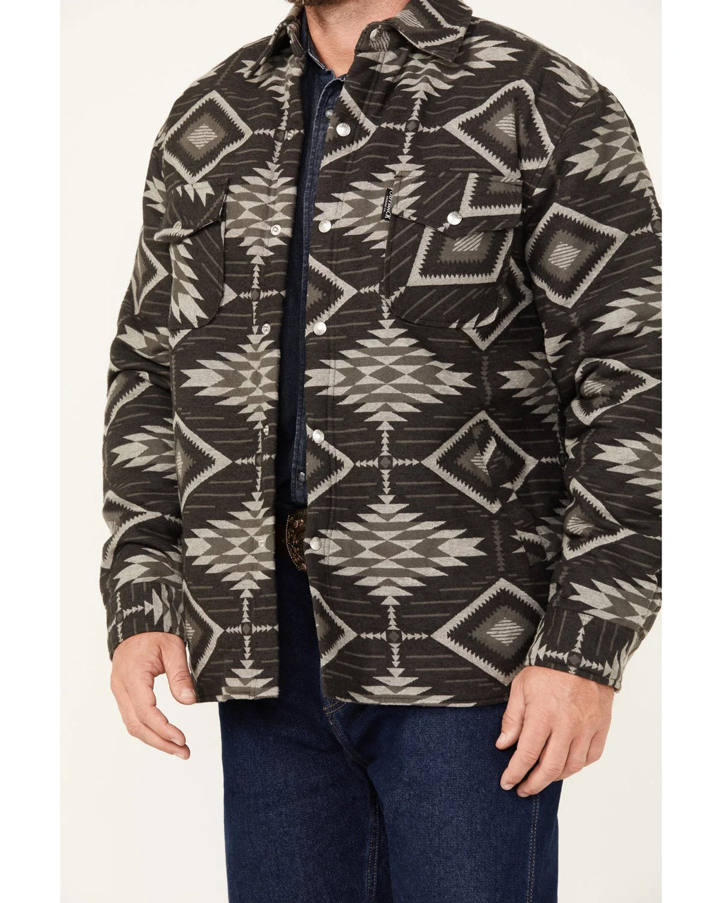 Black Lined Snap Shirt Jacket L5312