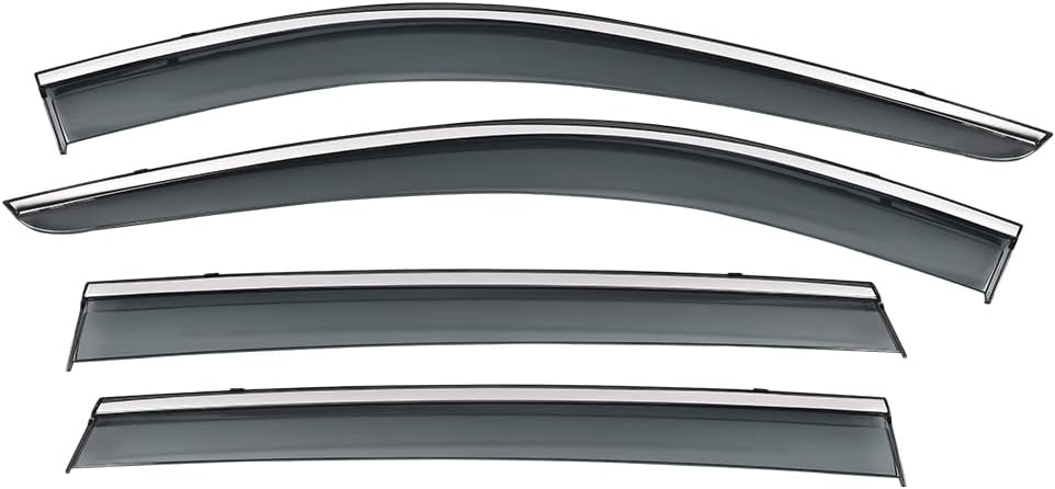Tape on Polycarbonate Rain Guards Window Visors for Nissan Rogue 2014-2020 with 304 Stainless Steel Trim F53866