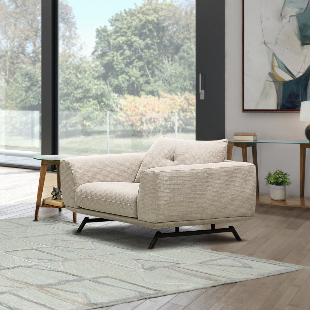 Cream 3-pc Fabric Sofa and 2 Chairs Set E598