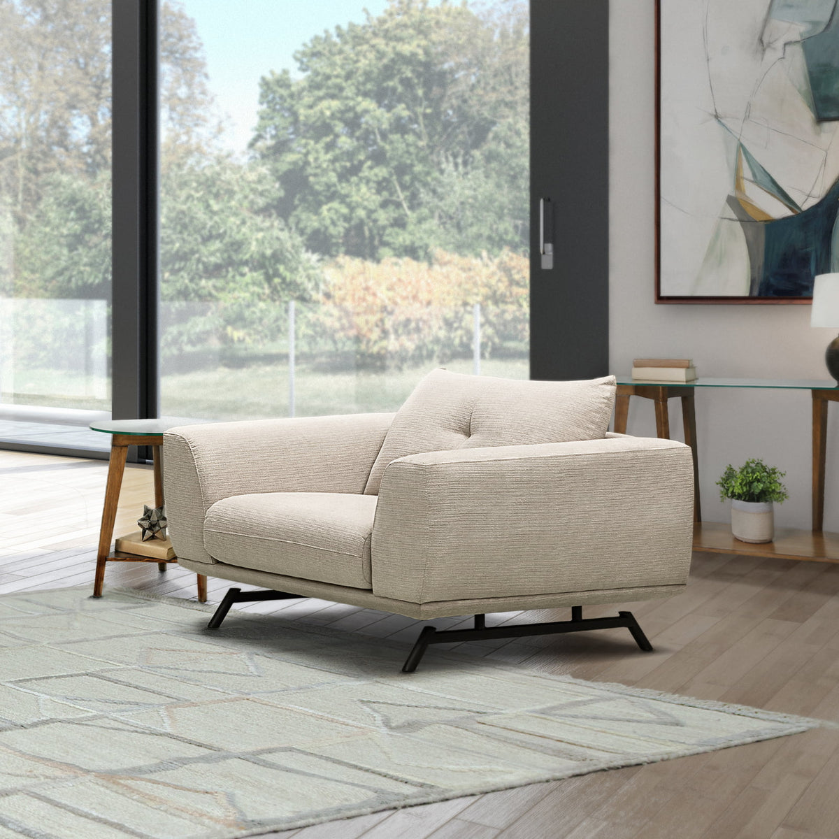 Cream 3-pc Fabric Sofa and 2 Chairs Set E598