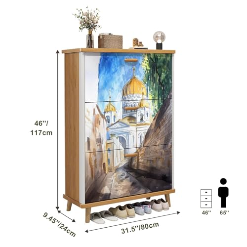 3 Drawer Shoe Cabinet Wood Y5757