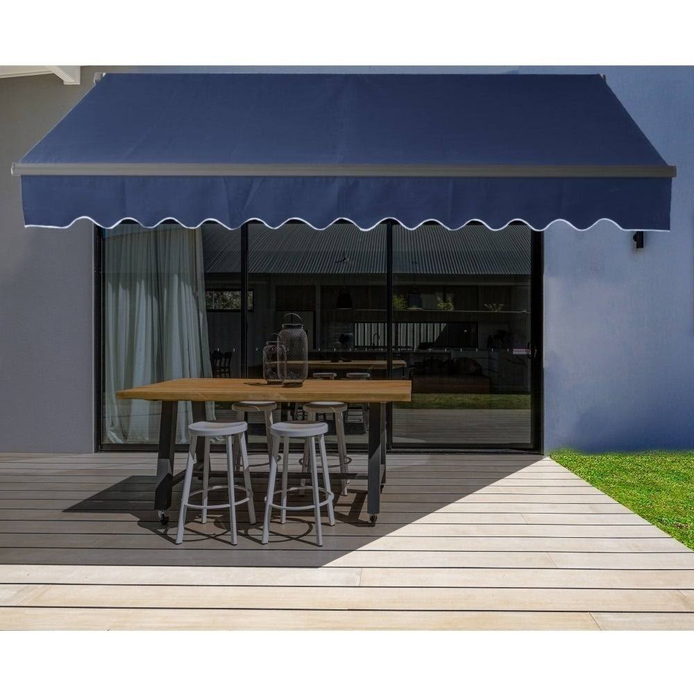 Motorized Retractable Black Frame Patio Awning 20 x 10 Feet E4989