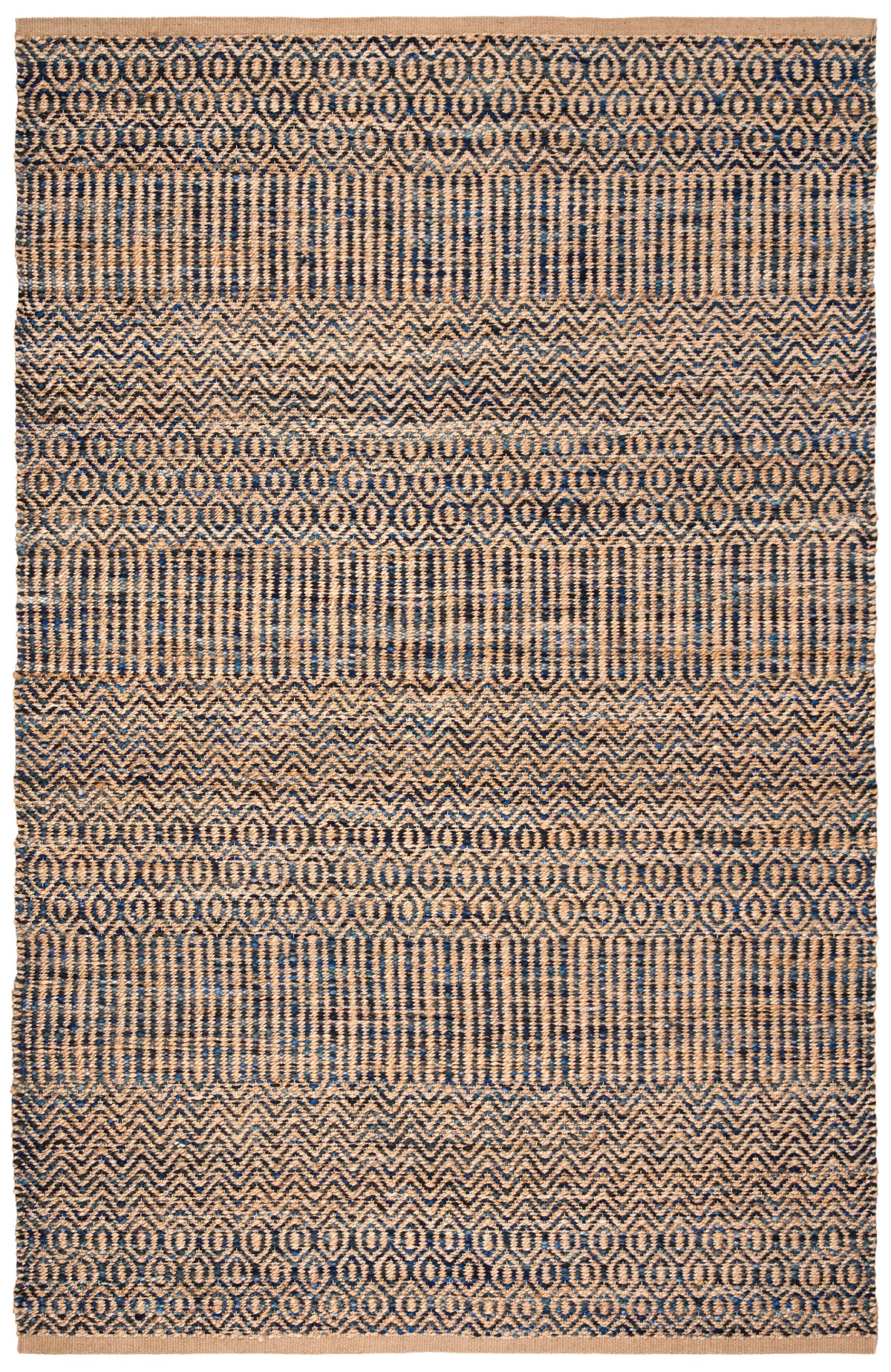 Navy Natural Abstract Geometric Area Rug O94851