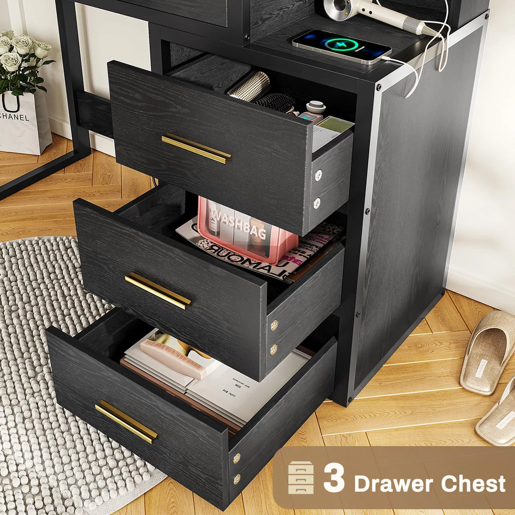 Black Makeup Vanity with Mirror V427525