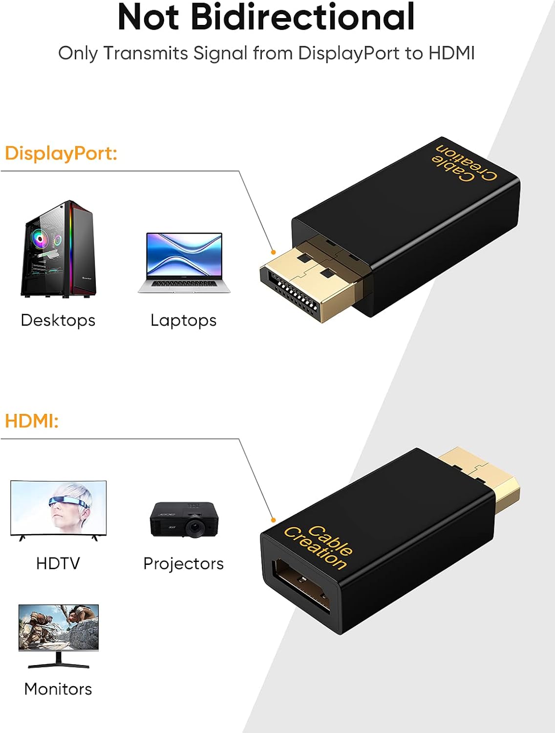 DP to HDMI Adapter 3-Pack Gold Plated Black V88691