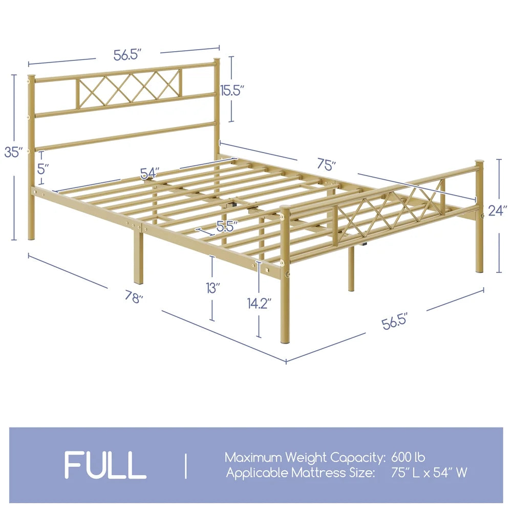 White Twin Metal Bed Frame with Headboard & Footboard O66954