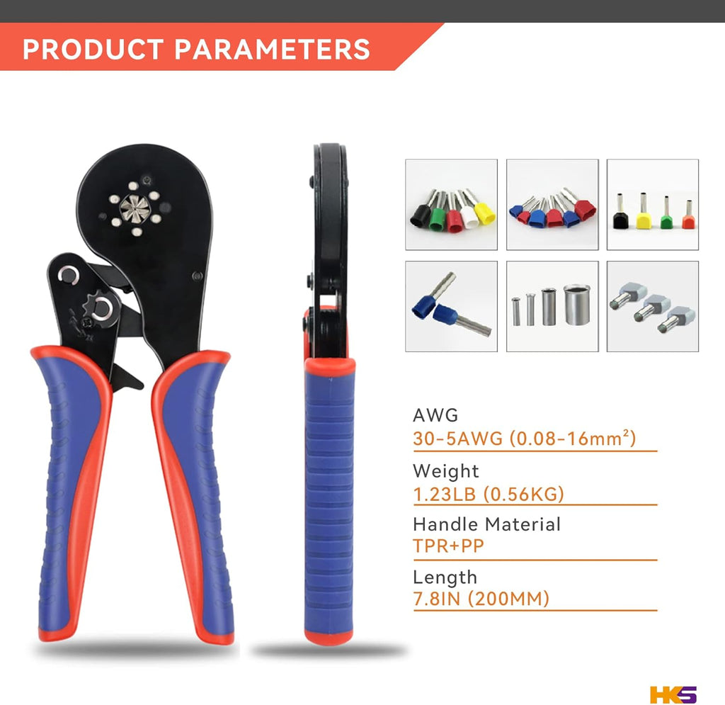 Ferrule Crimping Tool Kit with 1200PCS Terminals, 30-5 AWG, Pack of 2 E861