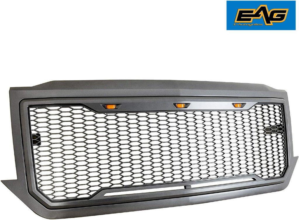 ABS Grille Front Hood Grill with Amber LED Lights Charcoal Gray W723467