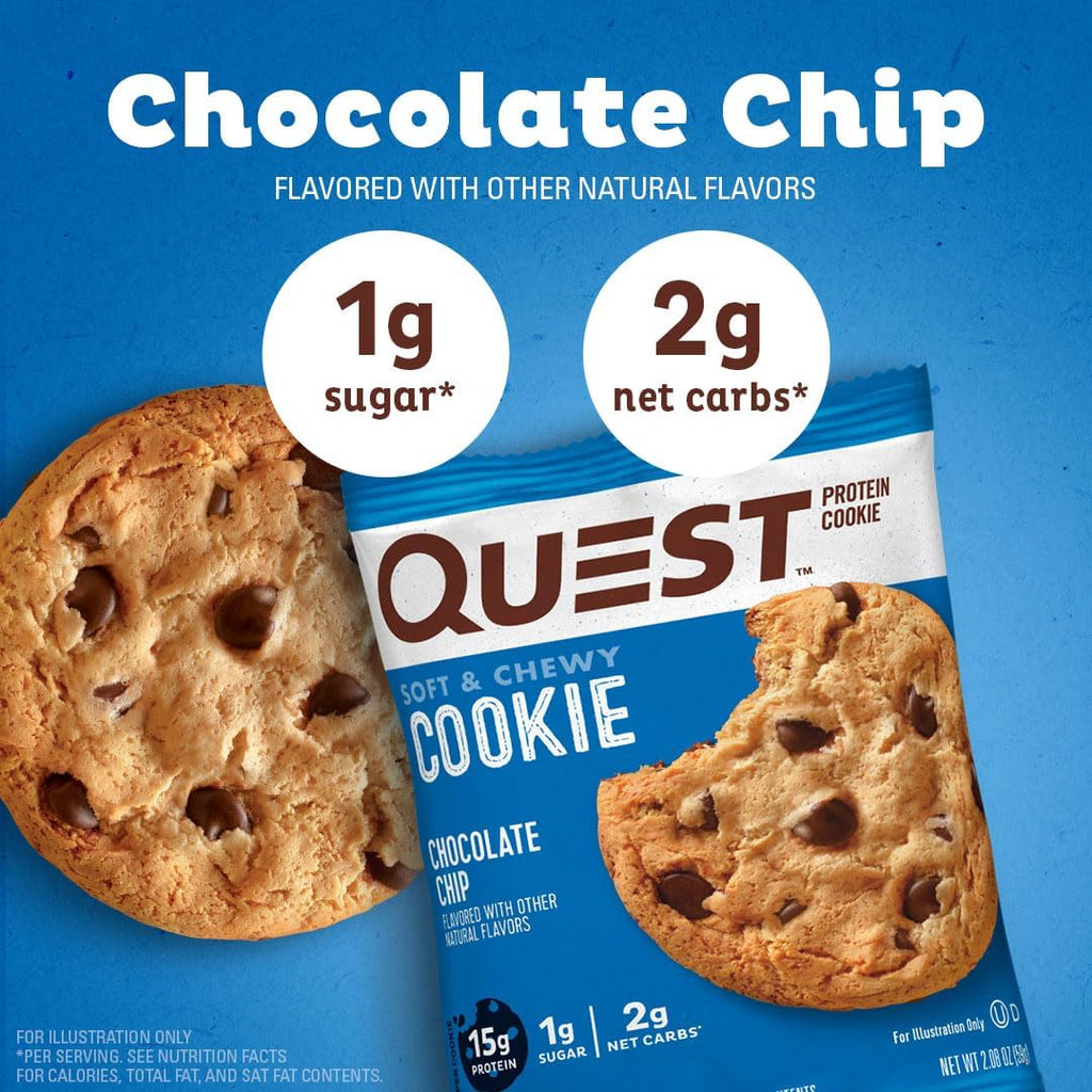 Chocolate Chip Protein Cookie 12 Count & Tortilla Style Protein Chips Nacho Cheese 1.1 Ounce Pack of 12 Y21990