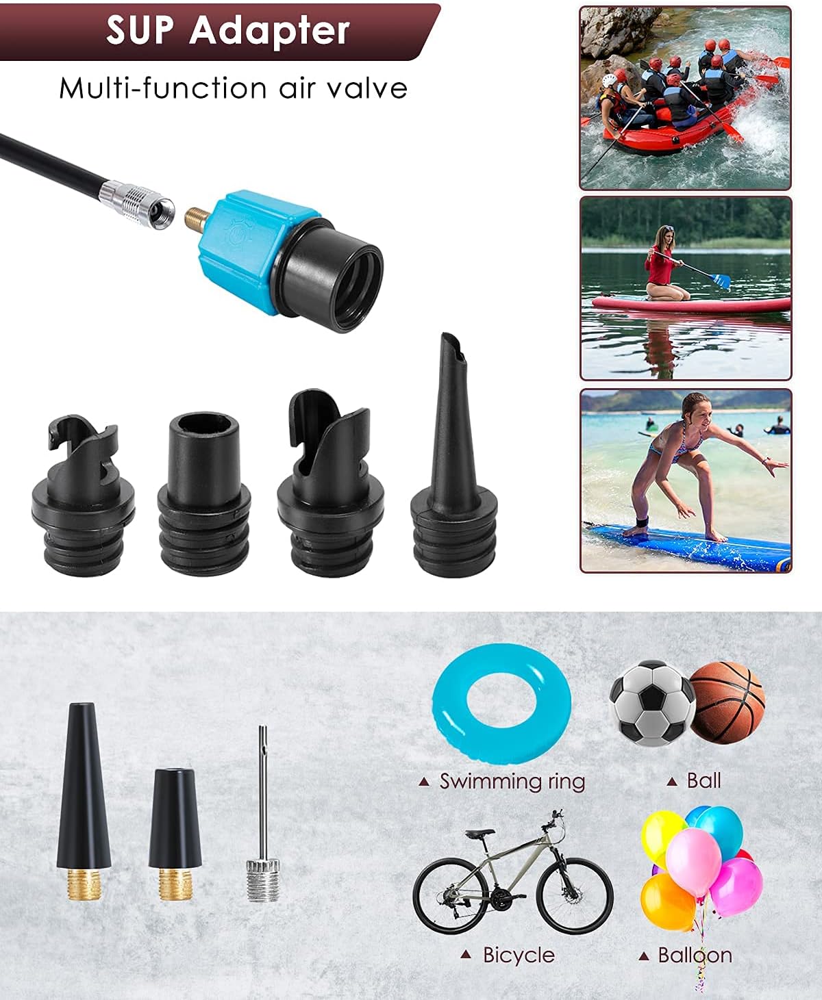 Bike Pump with Gauge and Multi Function Adapter B556319