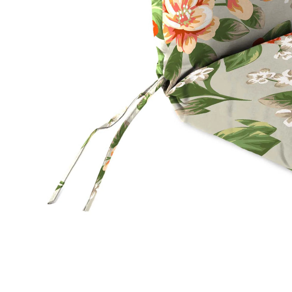 45" x 22" Cedar Grey Floral Rectangular Outdoor Chair Cushion with Ties and Hanger Loop F7371