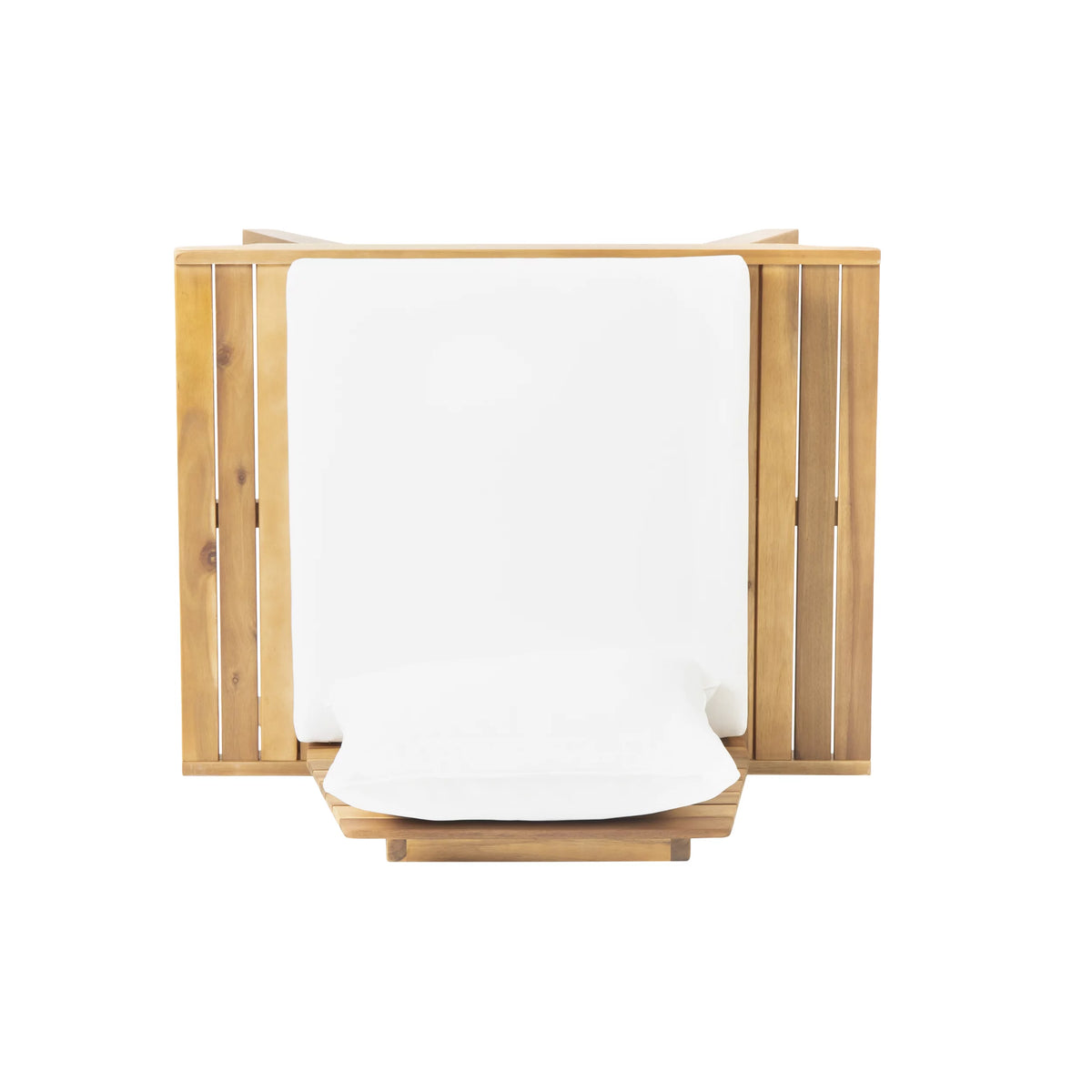 White Outdoor Wood Club Chair with Cushion Set of 2 P8033