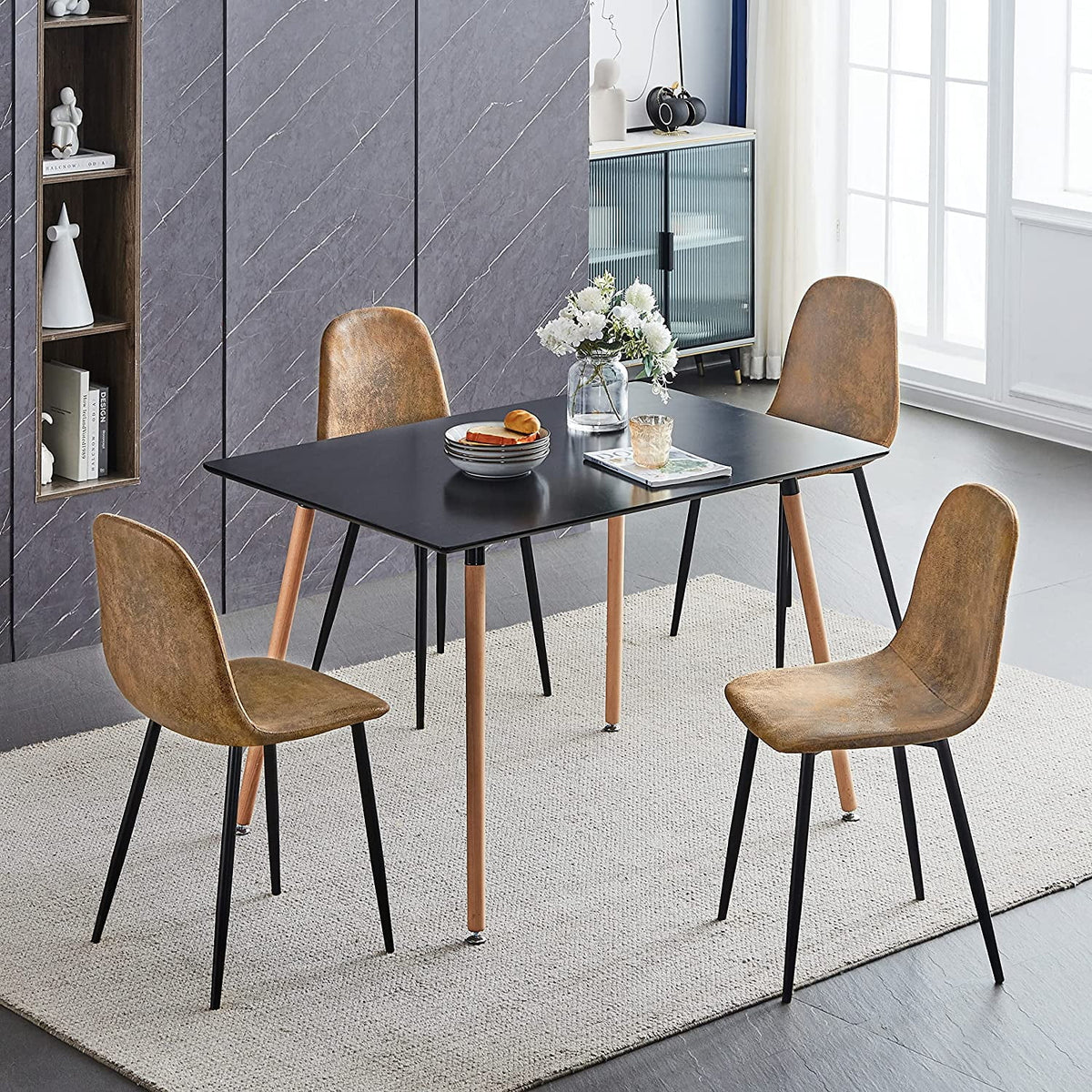 Suede Upholstered Dining Chair Set Of 4 X10181