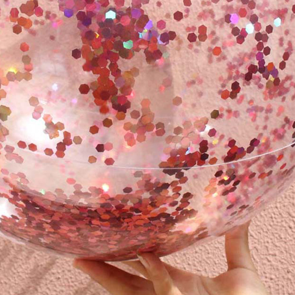 4 Pcs Glitter Ball and Pump Set Round Outdoor Indoor Pool Game Play Toy Golden Sequin Beach Ball Q489615