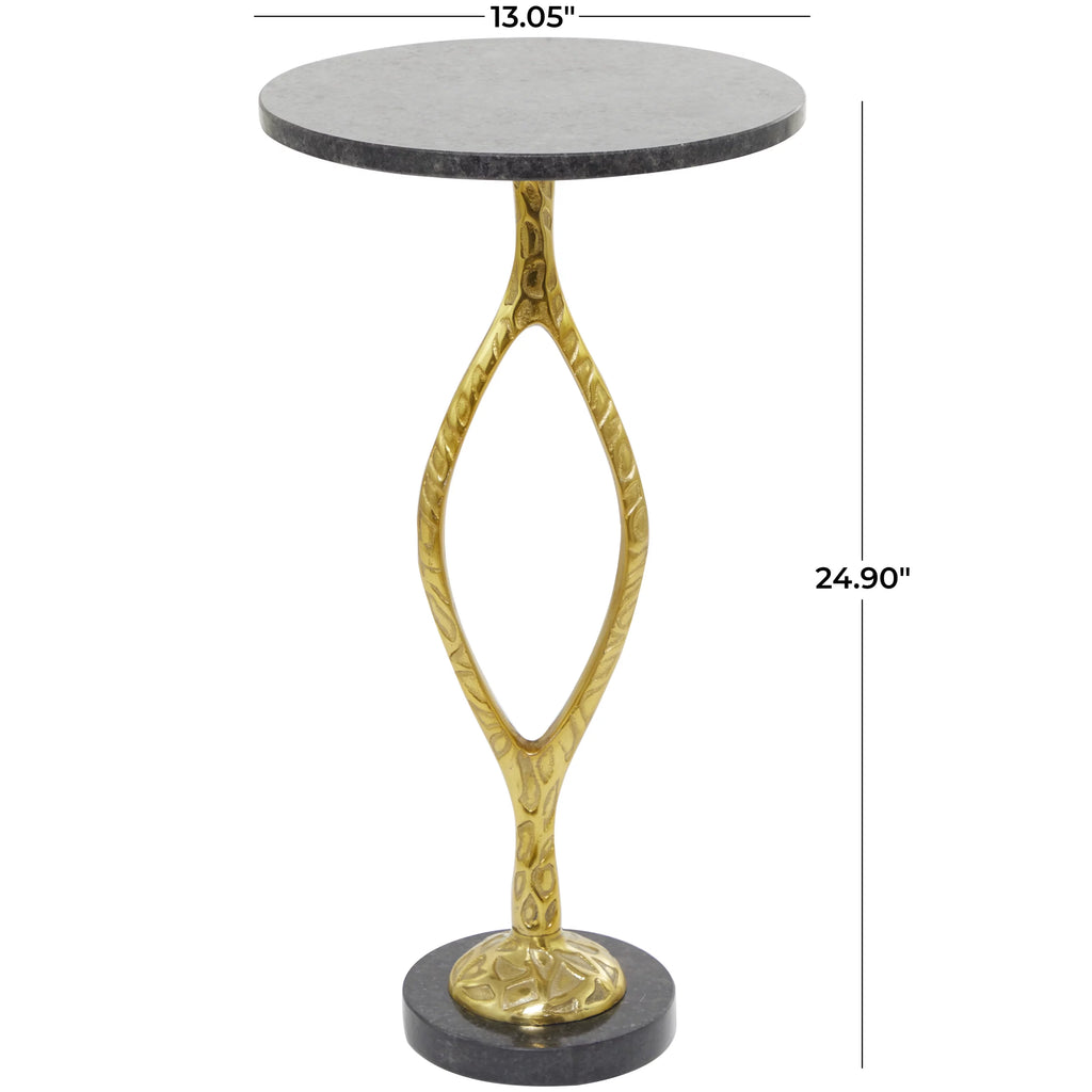 Gold Aluminum Accent Table with Black Marble Base Q64240