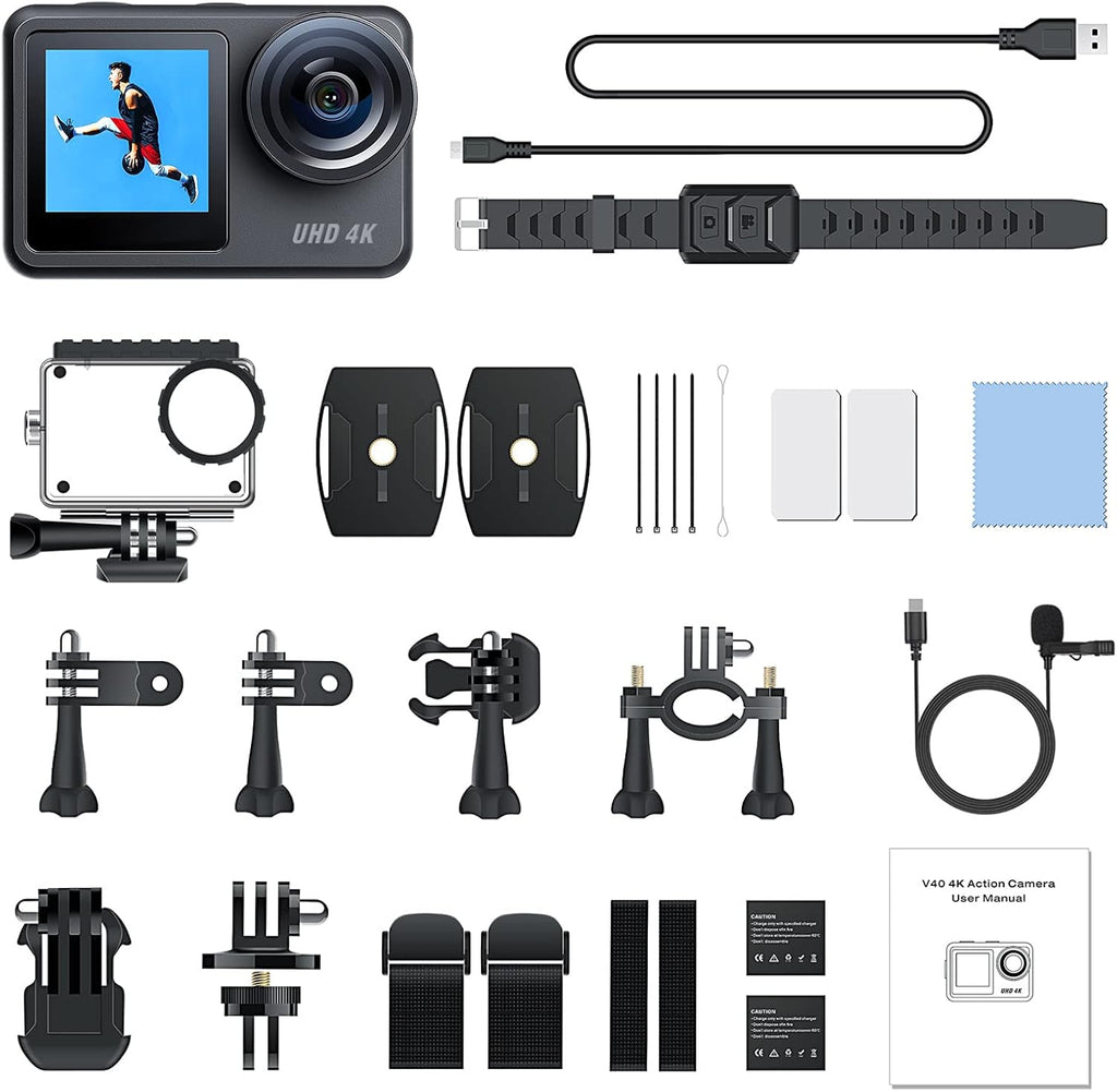4K 20MP Dual Screen Waterproof Action Camera with EIS Remote Control E446621