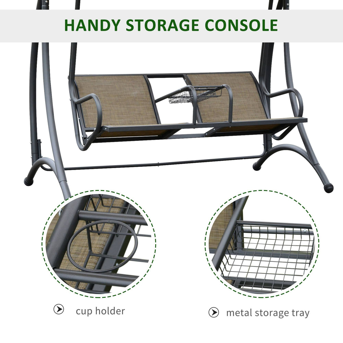 Covered Porch Canopy Swing Bench Chair with Stand Z3999
