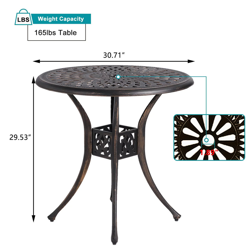 Cast Aluminum Round Dining Table with Umbrella Hole M918384