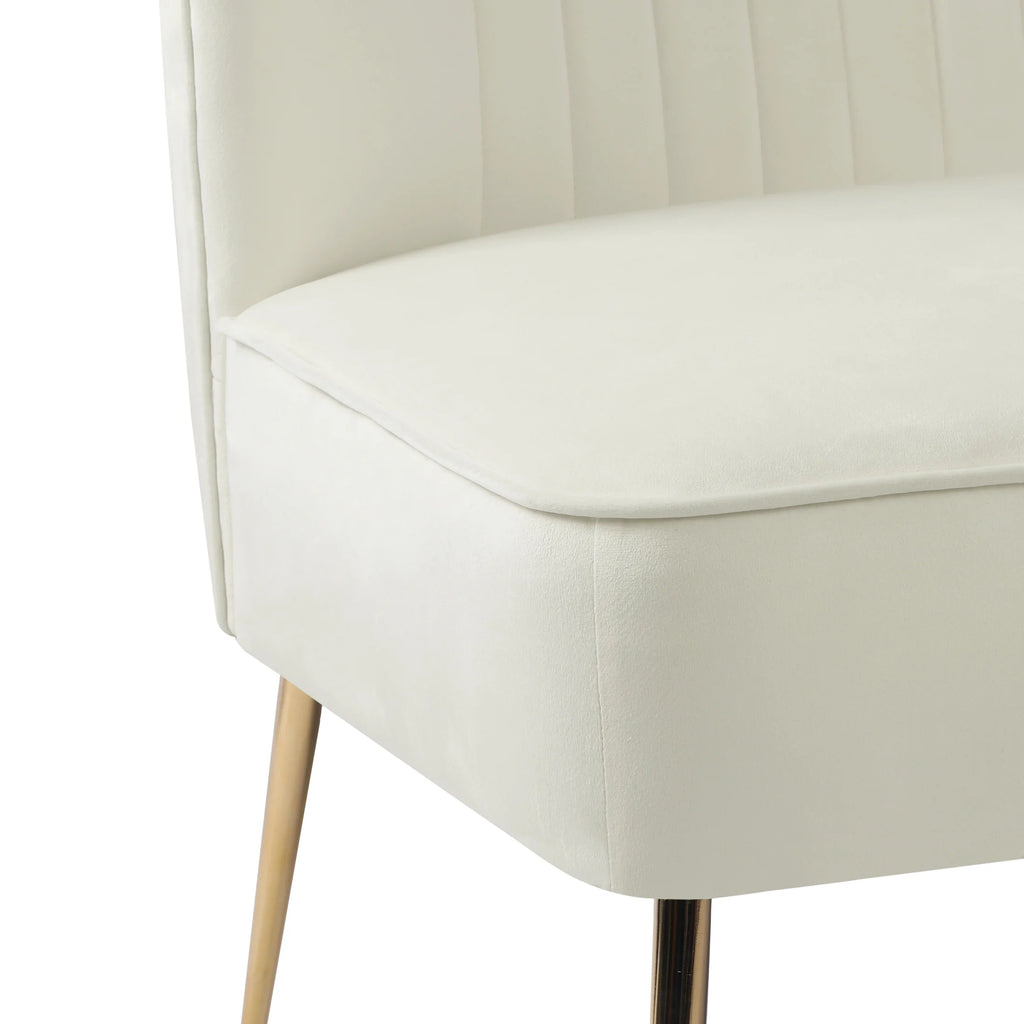 46" Wide Ivory Velvet Upholstered Love Seat Sofa Y189783