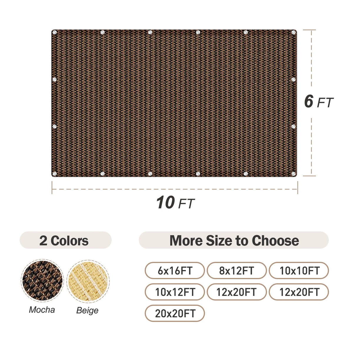 6 x 10 ft UV Resistant Shade Cloth Tarp F225353