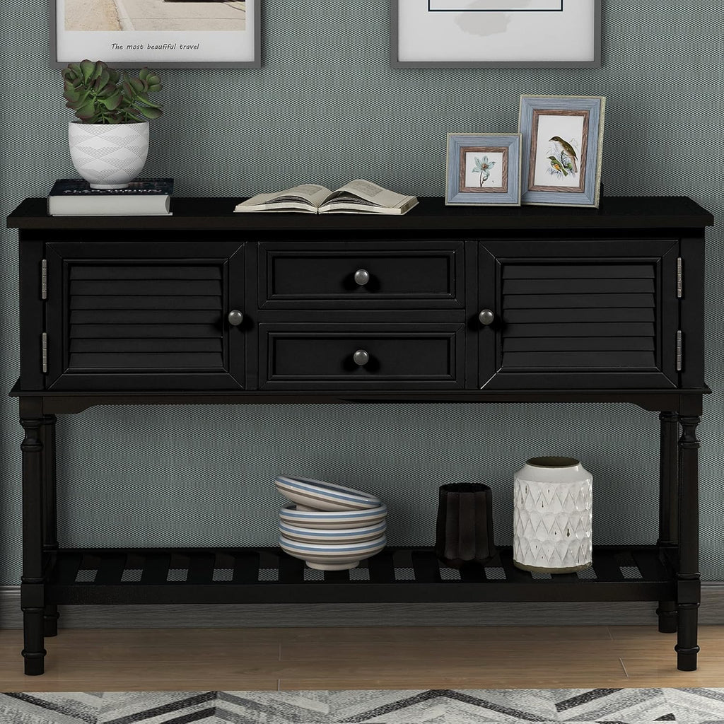 Light Green 6 Drawers Sideboard Console Table with Cabinet and Bottom Shelf A120