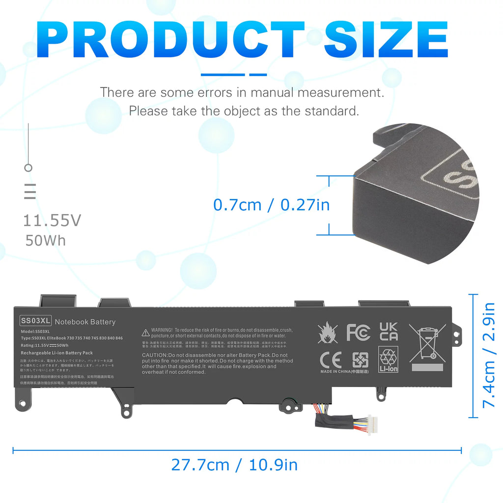 Battery for Hp EliteBook 735 740 745 830 836 840 A554588