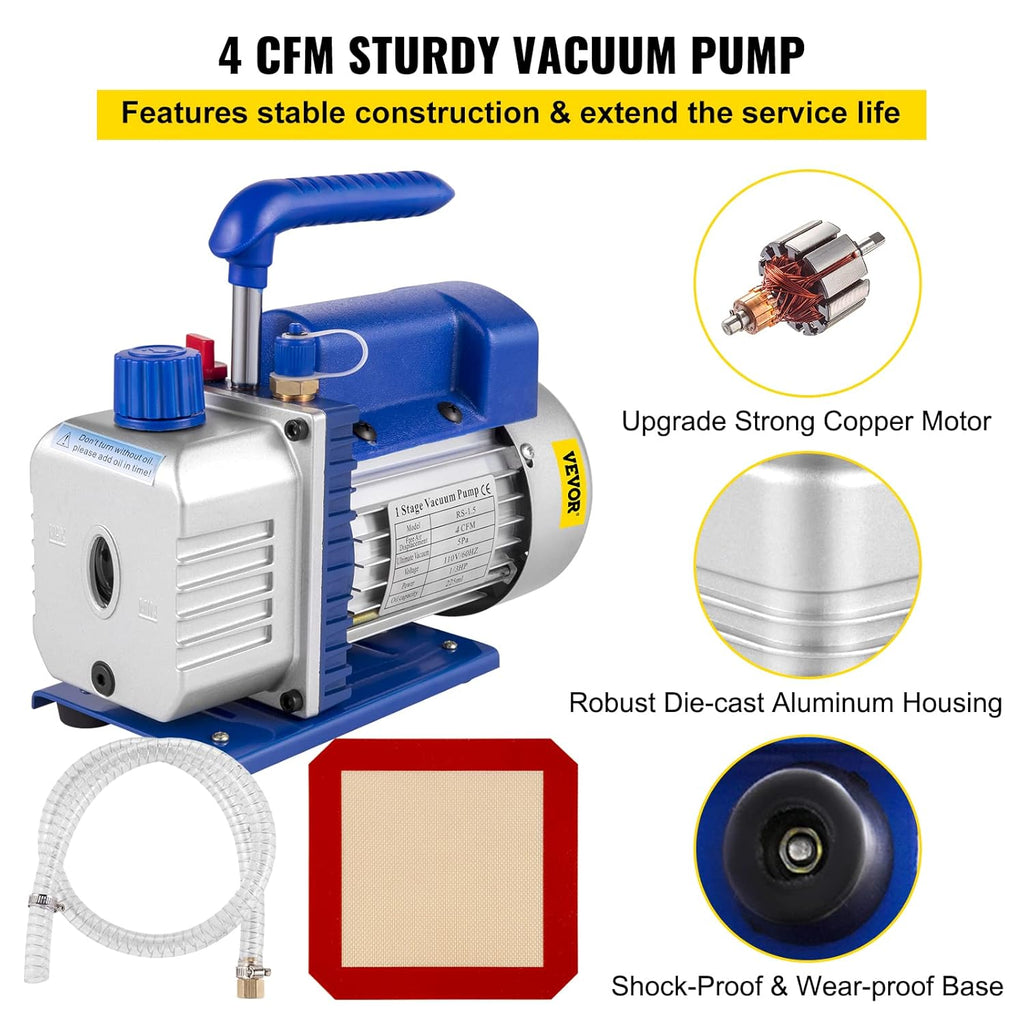 Vacuum Chamber Kit with Pump, 4CFM 1/3HP, 2 Gallon C513846