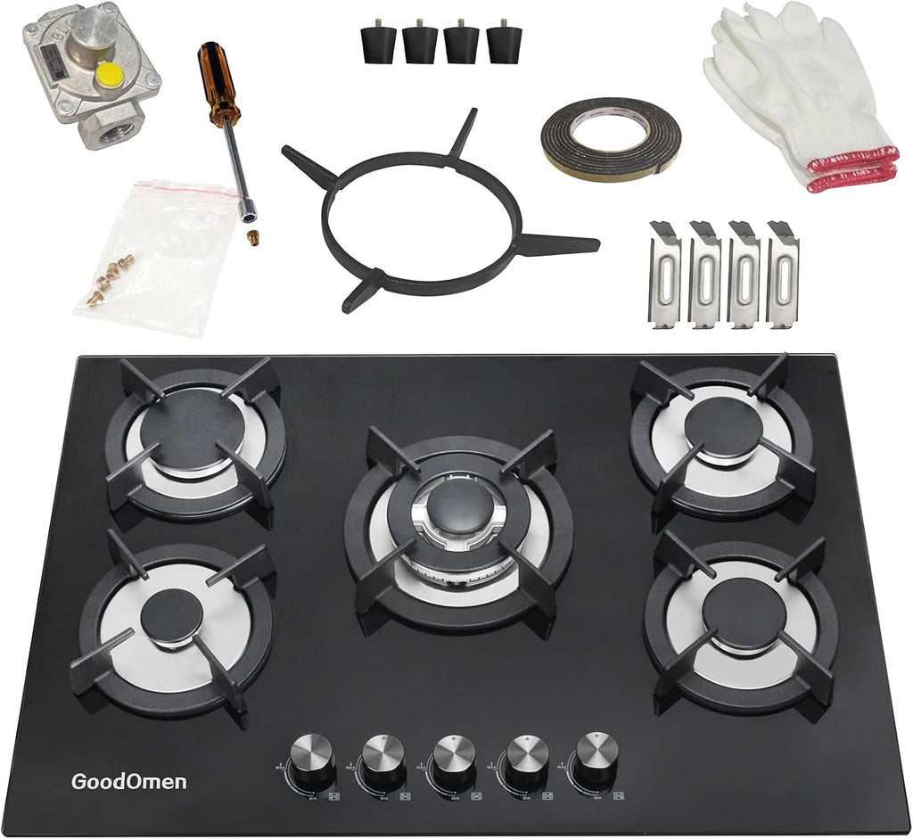 36 inch 5 Sealed Burners Stainless Steel Gas Cooktop with Cast Iron Grates T83393