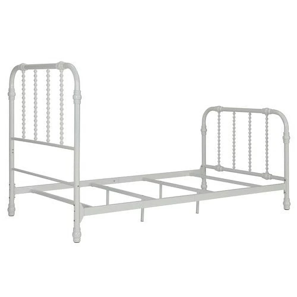 White Twin Metal Bed Frame with Headboard Z9982