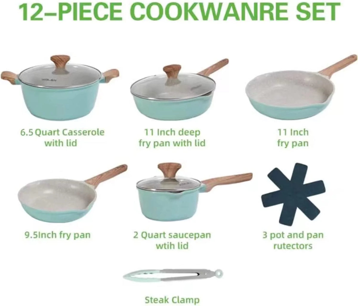 12-Piece Nonstick Granite Cookware Set U632