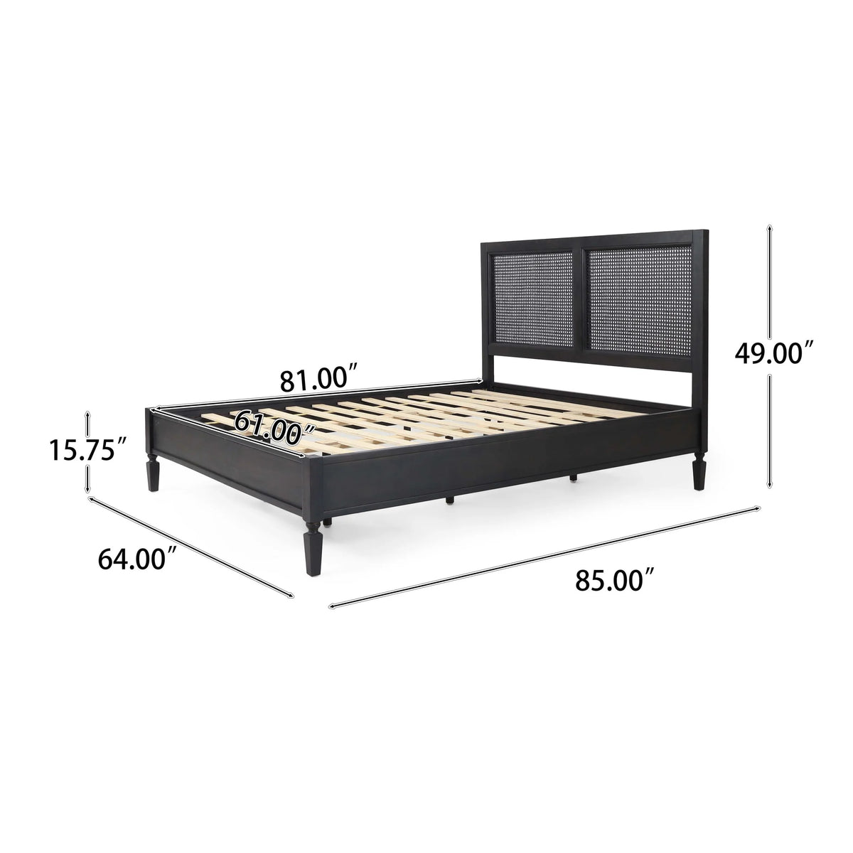 Acacia Wood and Rattan Queen Bed L424