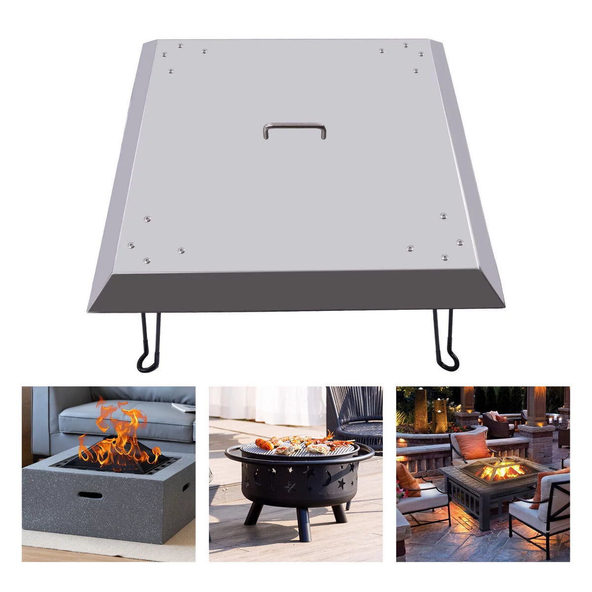 Stainless Steel Square Fire Pit Heat Deflector A673256