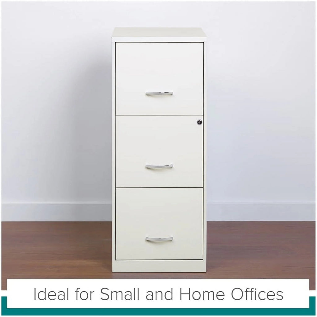 White 3 Drawer Metal File Cabinet with Lock T255