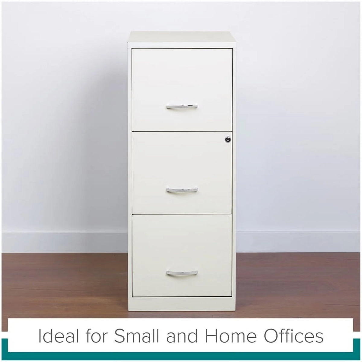 White 3 Drawer Metal File Cabinet with Lock T255