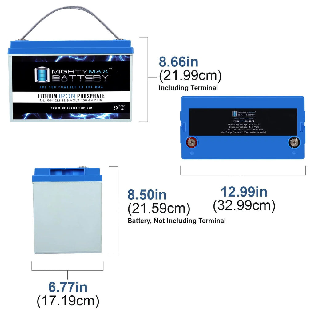 12V 100AH Lithium Replacement Battery 3 Pack I564628