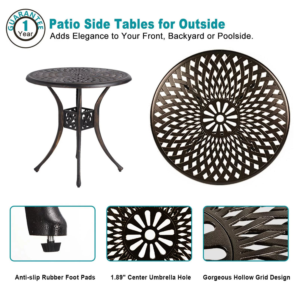 Cast Aluminum Round Dining Table with Umbrella Hole M918384