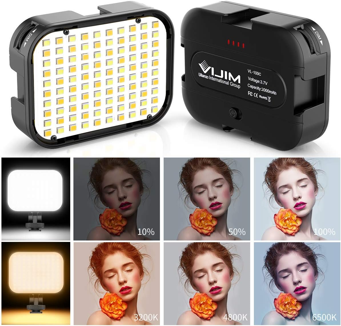 Bi-Color LED Video Light with 2000mAh Rechargeable Battery N57426