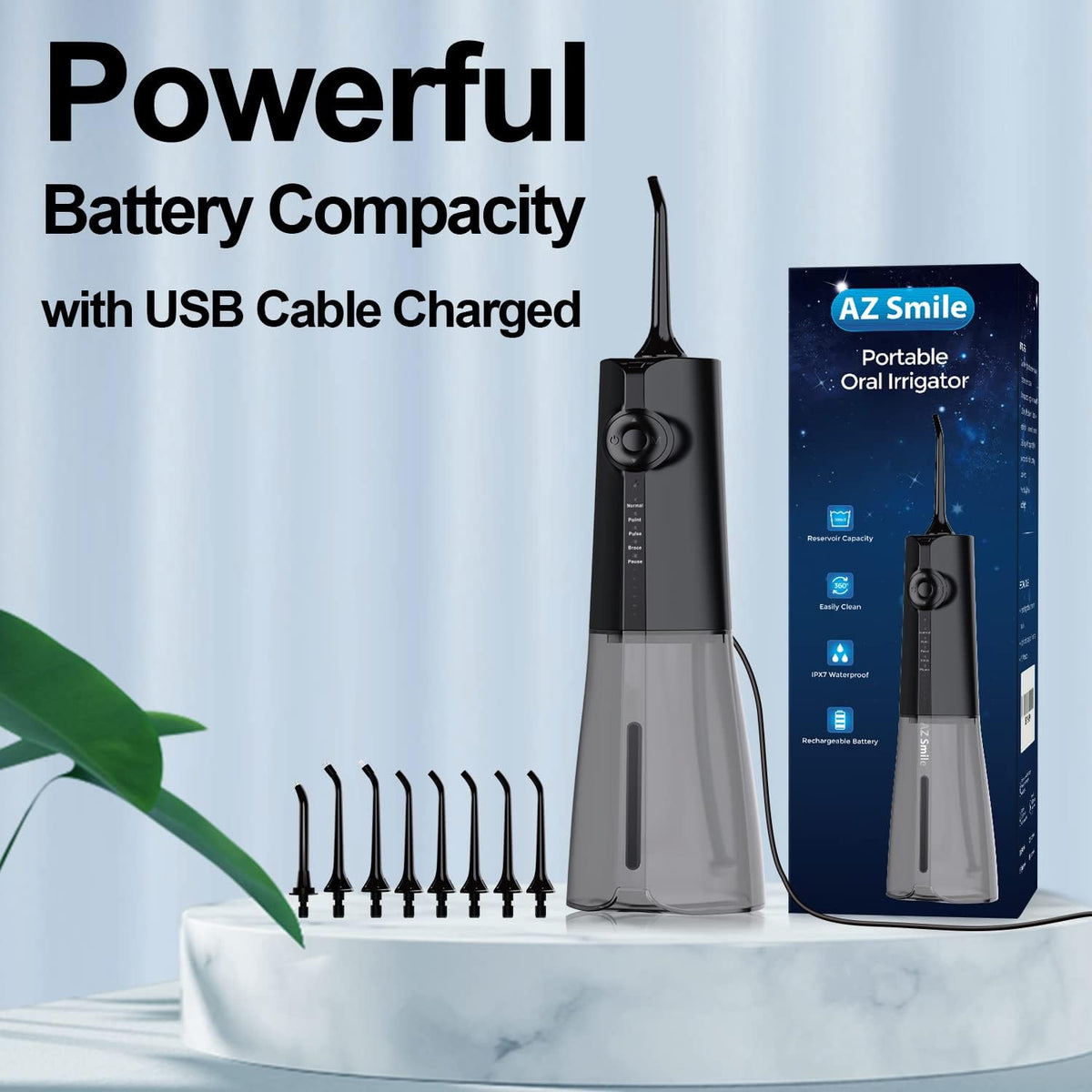 Cordless Water Flosser with 8 Tips and Travel Bag K9141