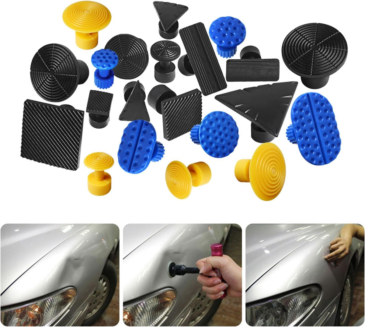 68 Pcs Auto Body Paintless Dent Removal Tools Kit LED Reflect Light Board Dent Lifter Bridge Puller Set H4174