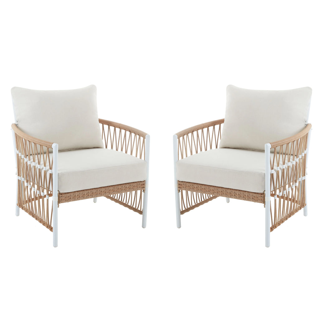 2-Pack White Outdoor Wicker Lounge Chair L8643