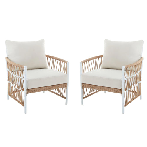 2-Pack White Outdoor Wicker Lounge Chair L8643