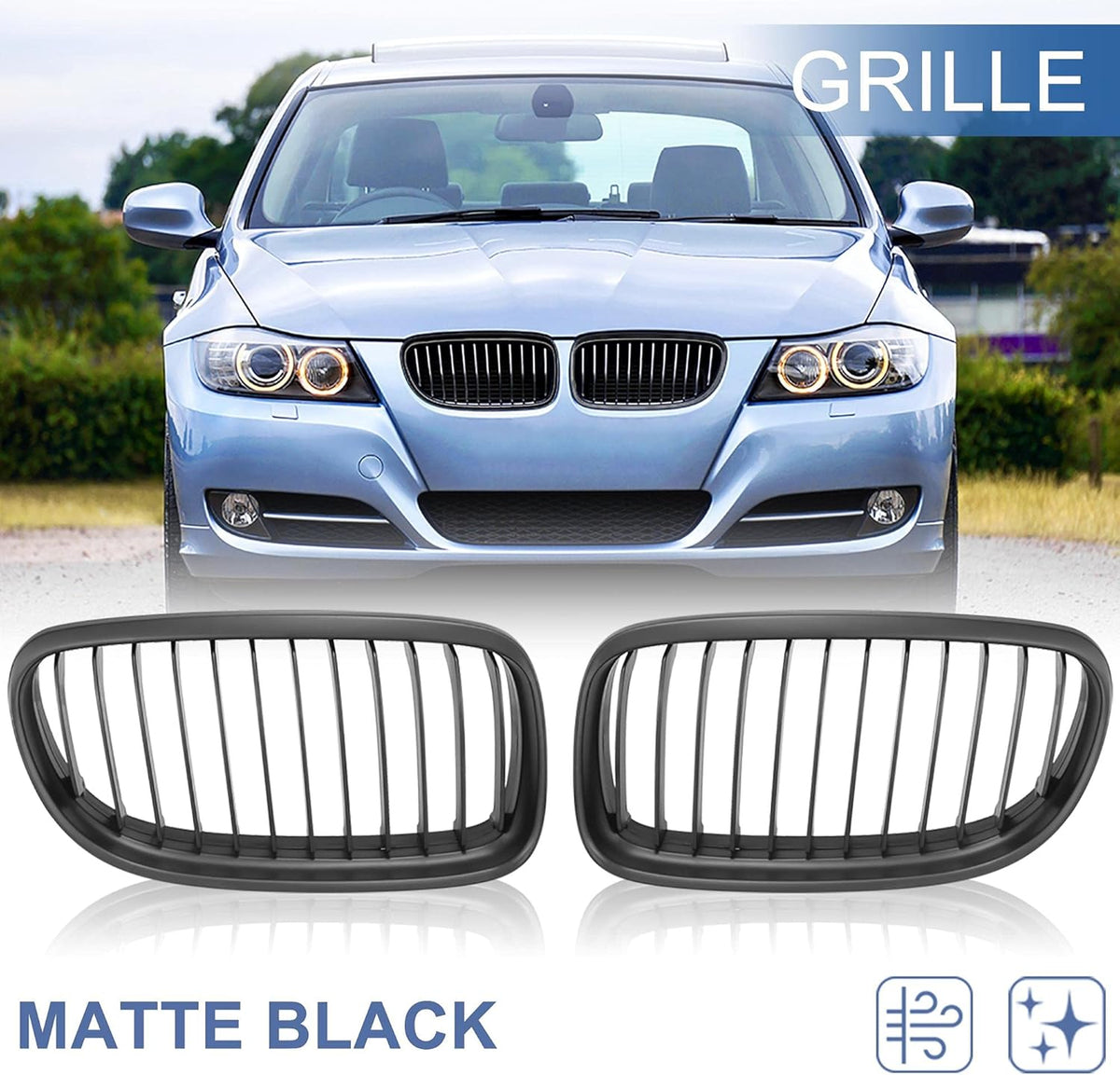 Black ABS Plastic Front Hood Kidney Grille R77978