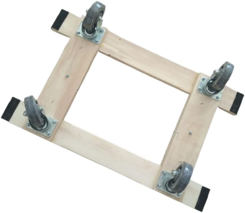 Heavy Duty American Oak Furniture Dolly 4 Wheels with Full Length Rubber Tread Dual Rail 18 X 30 with 4 Inch CASTERS O254788