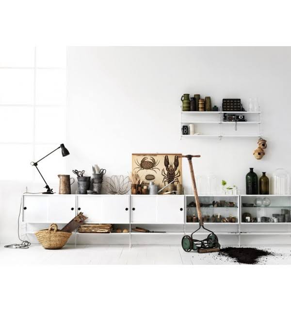 White String Display Cabinet with Sliding Glass Doors R519809