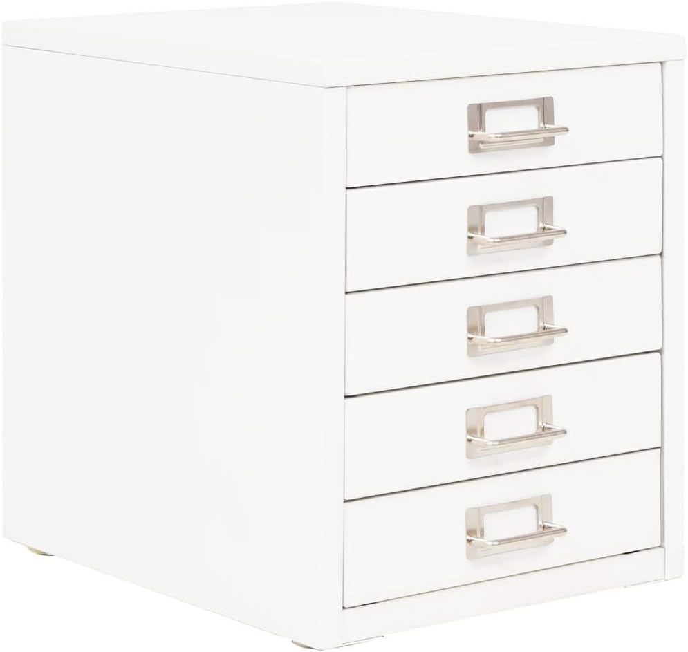 White 5 Drawer Metal Filing Cabinet Pack of 2 E891144