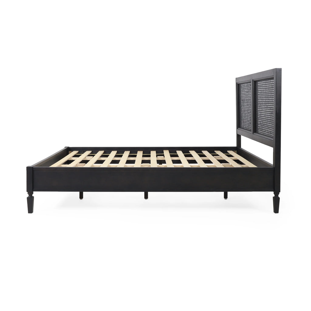 Acacia Wood and Rattan Queen Bed L424