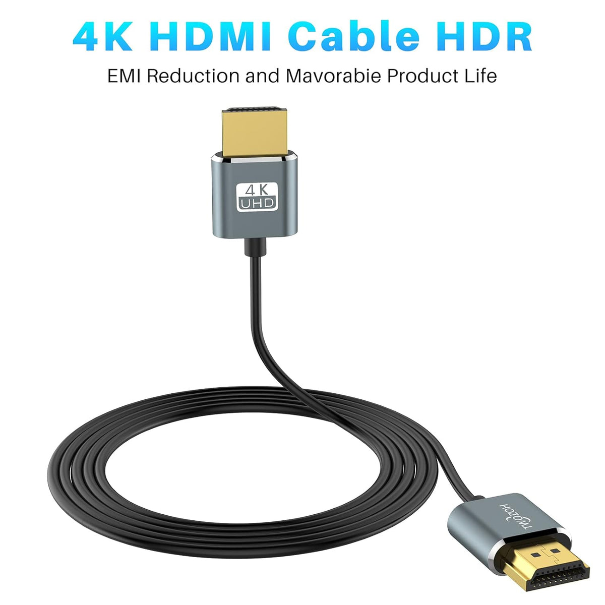 Ultra-Thin HDMI to HDMI Cable 5FT, Flexible HDMI 2.0 Cord G1356