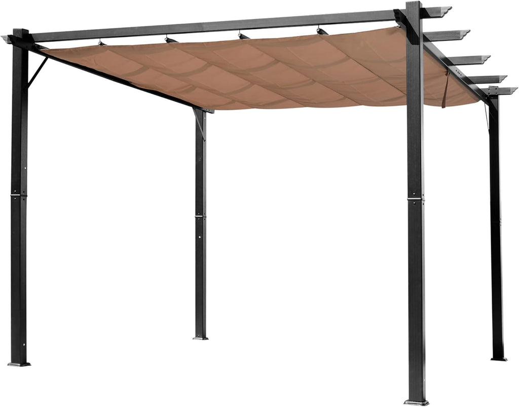 Brown Aluminum Retractable Pergola Canopy O9260