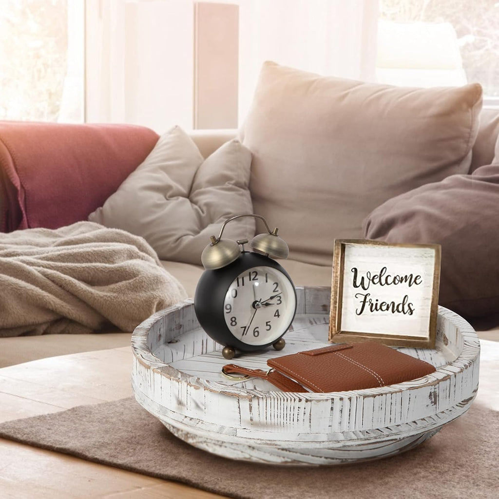 White Round Wood Lazy Susan 12 Inch B8368