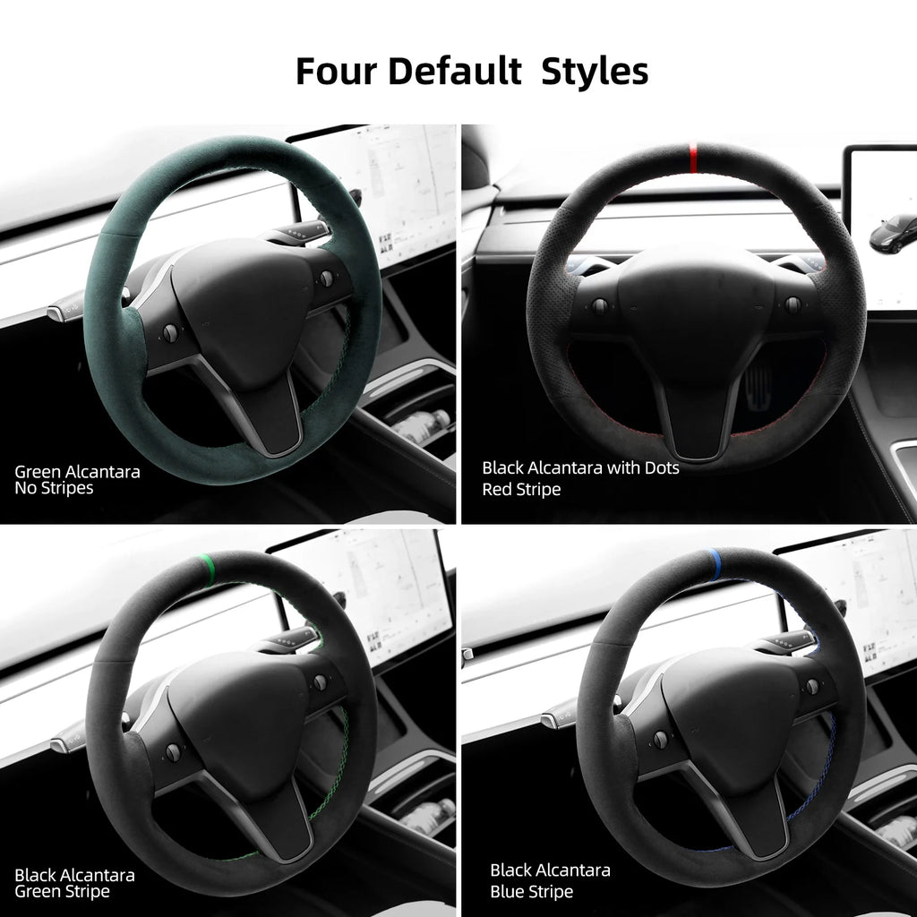 Green Alcantara Car Steering Wheel Cover N320